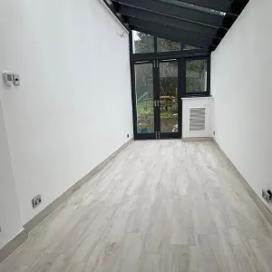 room with black windows